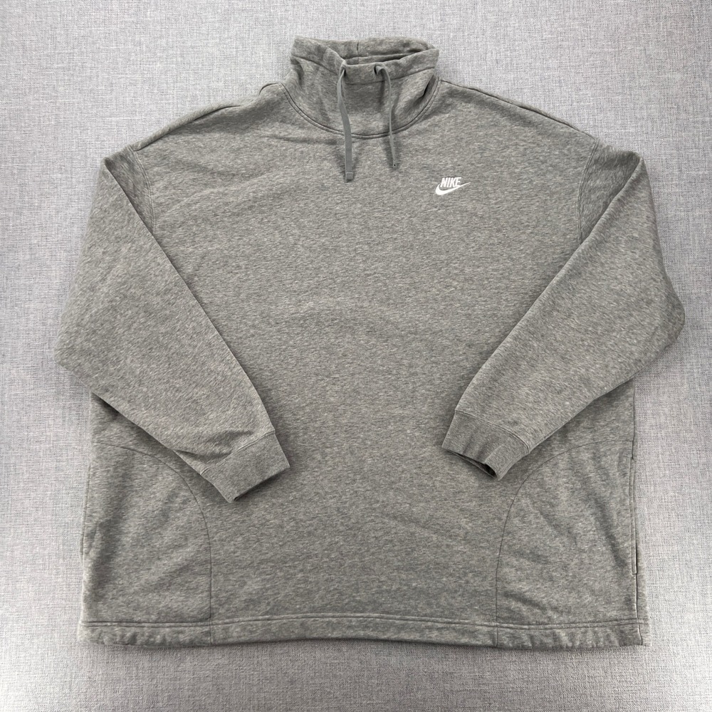 Nike Sportswear Club Fleece Oversized Mock Neck Sweatshirt Women XXL Gray Lounge